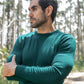 Maglione girocollo in cotone Pima verde da uomo