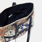 Borsa tote effetto velluto con stampa decorativa