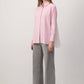 Camicia Oversize a Righe con Dettagli in Chiffon