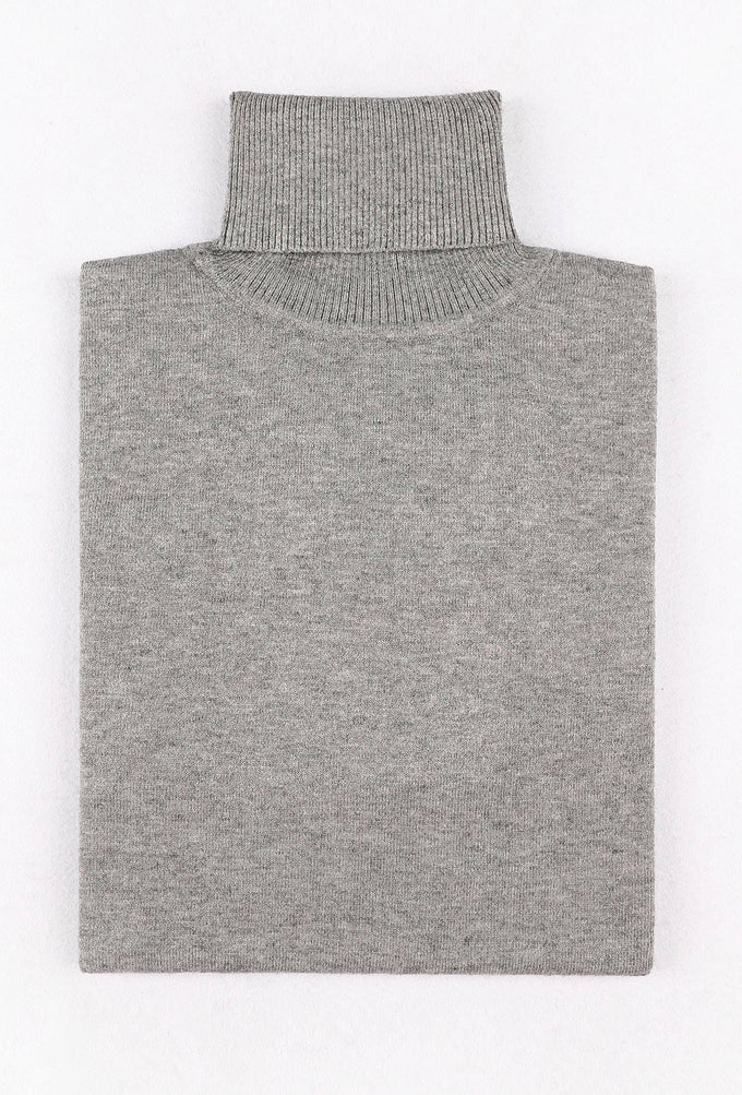 Maglione dolcevita effetto cashmere grigio taglie forti