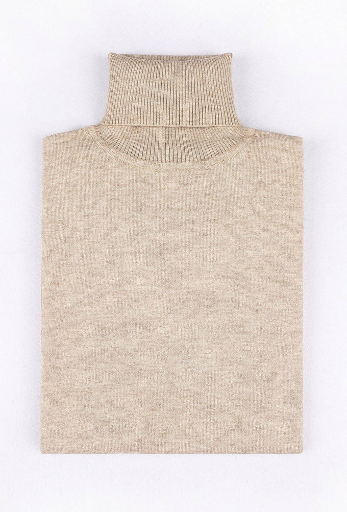 Maglione dolcevita effetto cashmere beige (taglie comode)