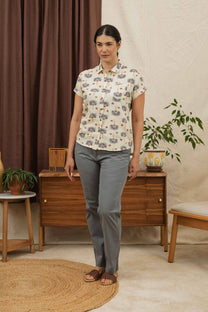Camicia Bea a maniche corte con stampa Aloha Floral