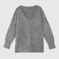 Pullover Livya oversize grigio con scollo a V