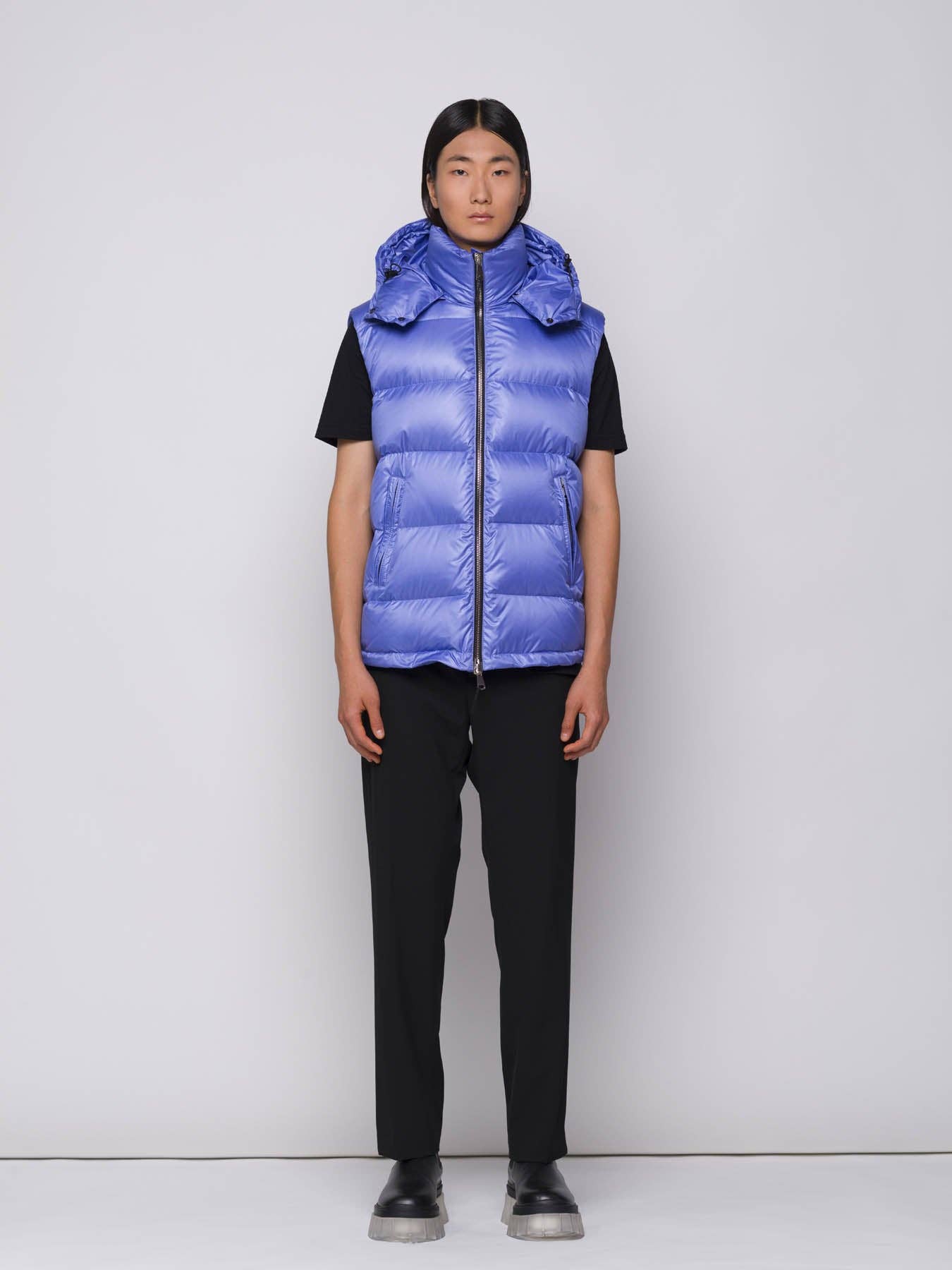 Gilet Piumino Imbottito con Cappuccio Viola