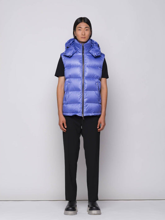 Gilet Piumino Imbottito con Cappuccio Viola