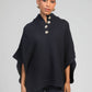 Poncho in maglia blu navy con collo alto