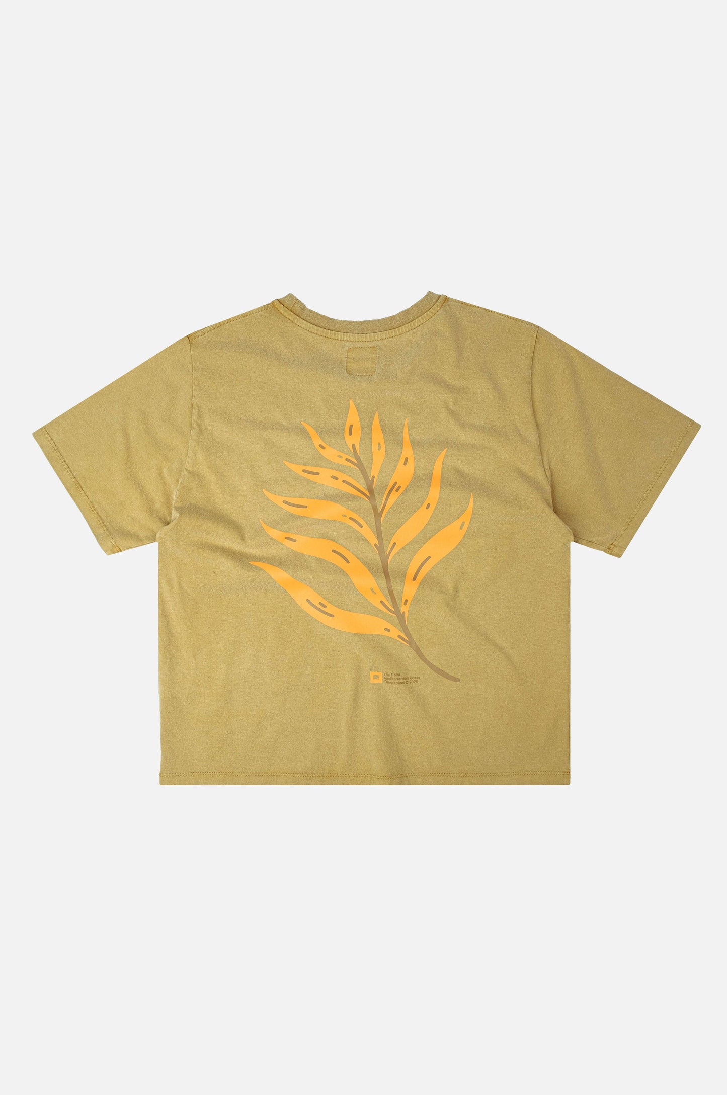 T-shirt donna pigmentata crop con stampa palma Golden Palm