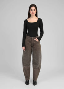 Jeans balloon moka con strass
