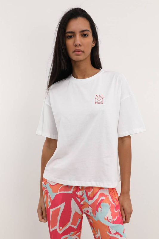 T-shirt oversize con stampa Bisous