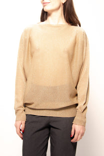 Maxi pullover glitterato con scollo a barca in maglia 3D