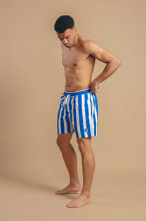 Costume da bagno Beach Club in SEAQUAL® Yarn a righe blu reale