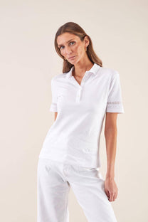 Polo bianca in pizzo