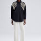 Camicia oversize nera ricamata con bottoni