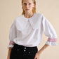 Camicetta oversize in lino e rayon con maxi colletto
