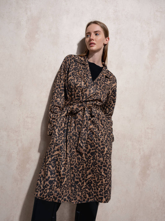 Trench coat animalier da donna