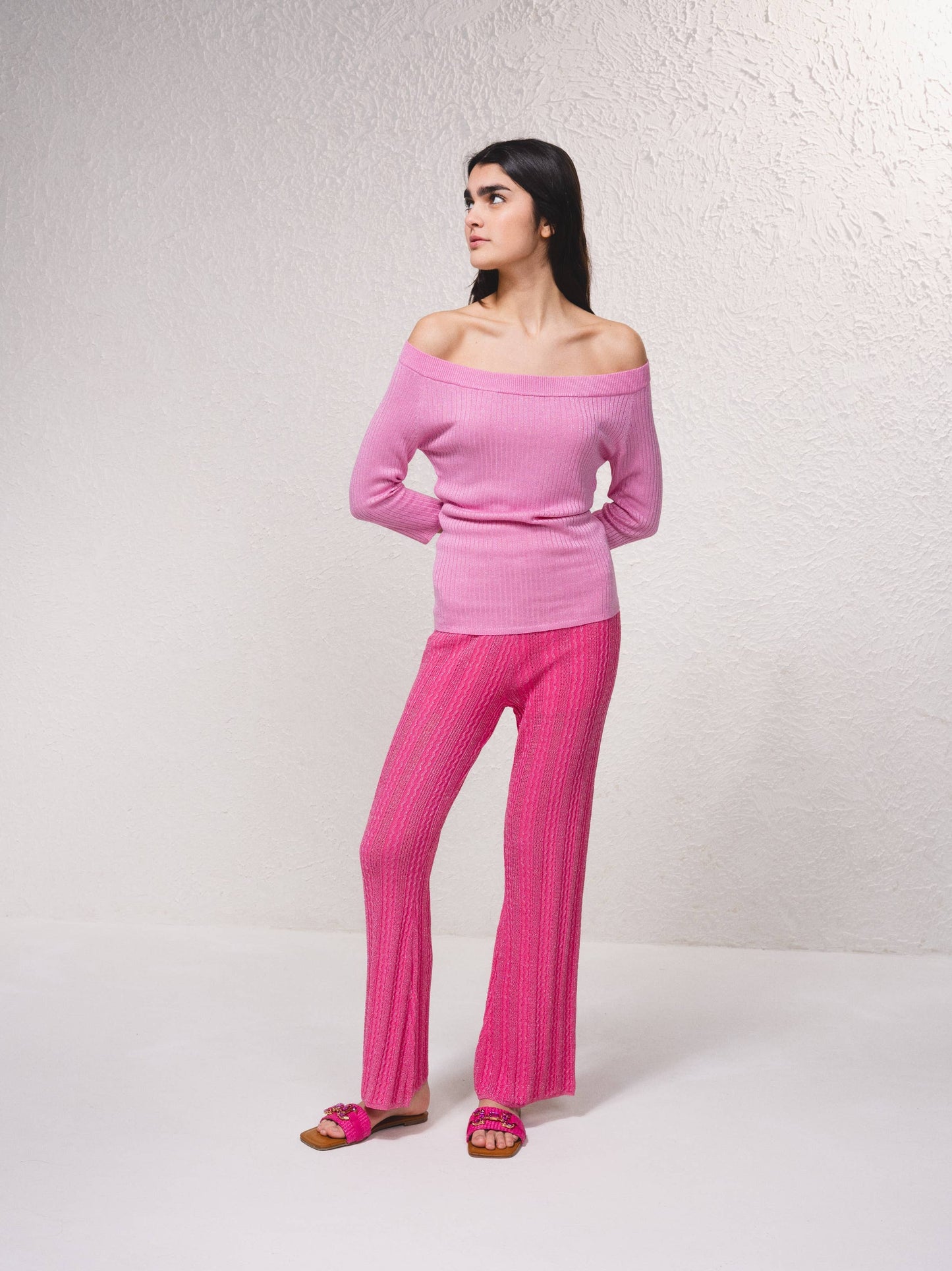 Maglione lurex off-shoulder