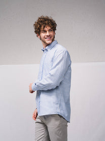 Camicia a righe azzurra