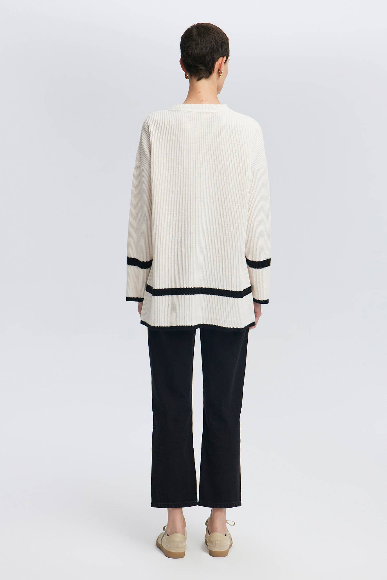 Tunica in maglia a righe bicolor