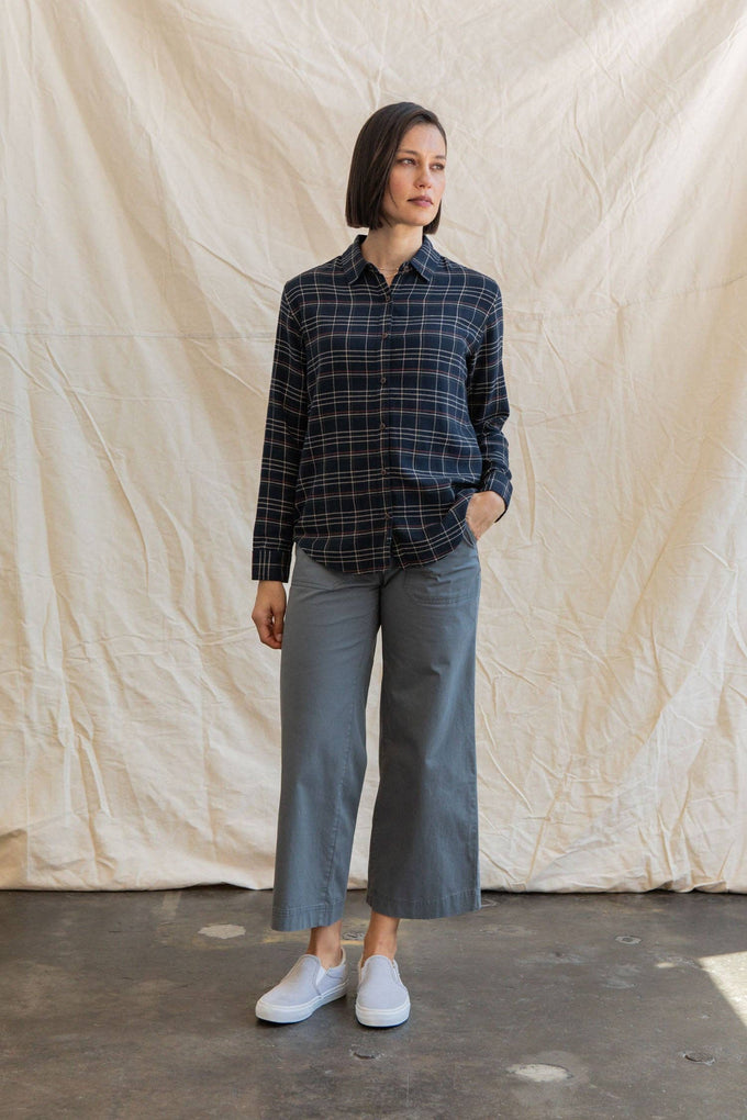 Camicia slim Olivia a quadri spigati crepuscolo