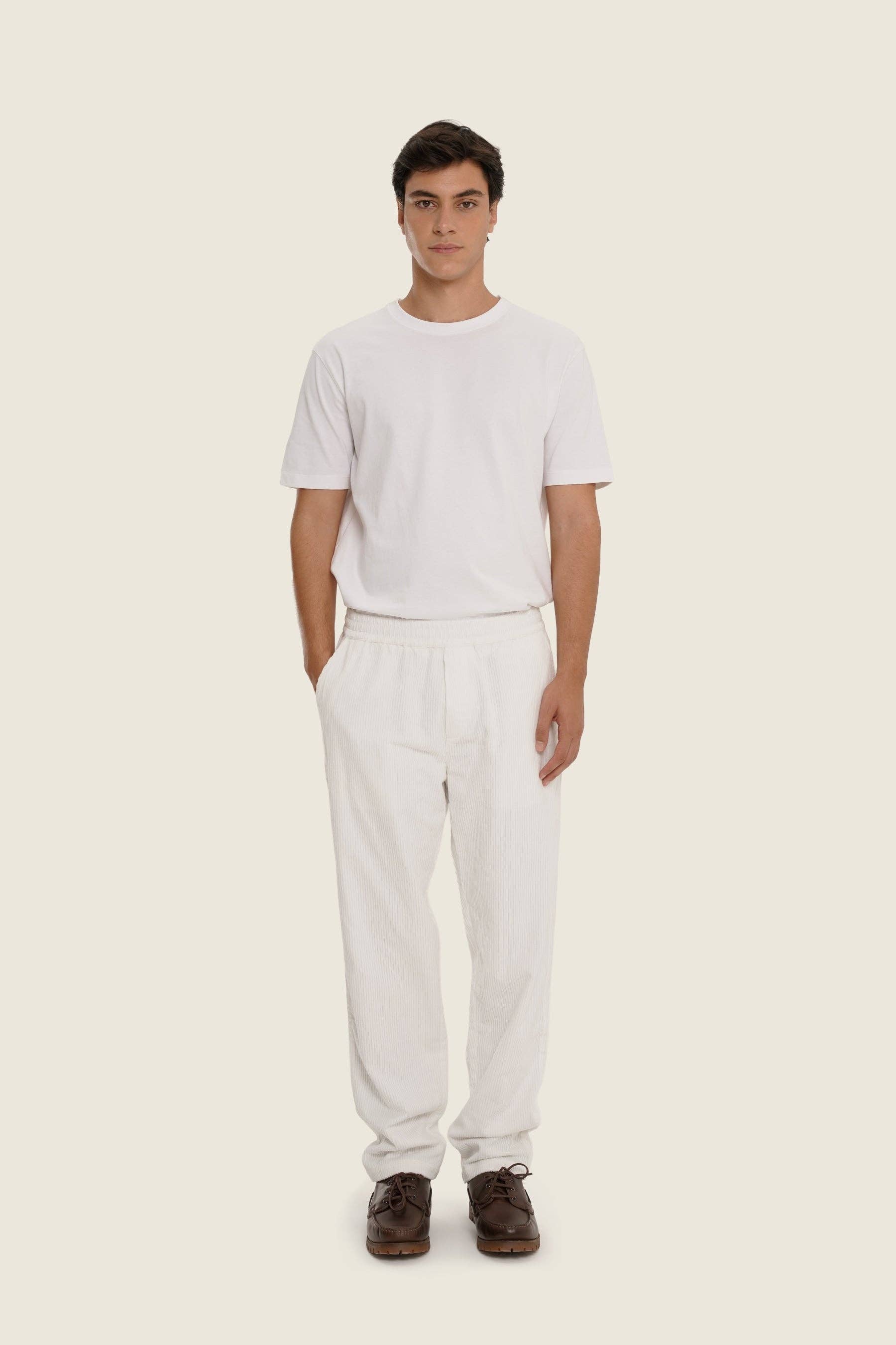 Pantaloni in velluto a coste bianchi unisex