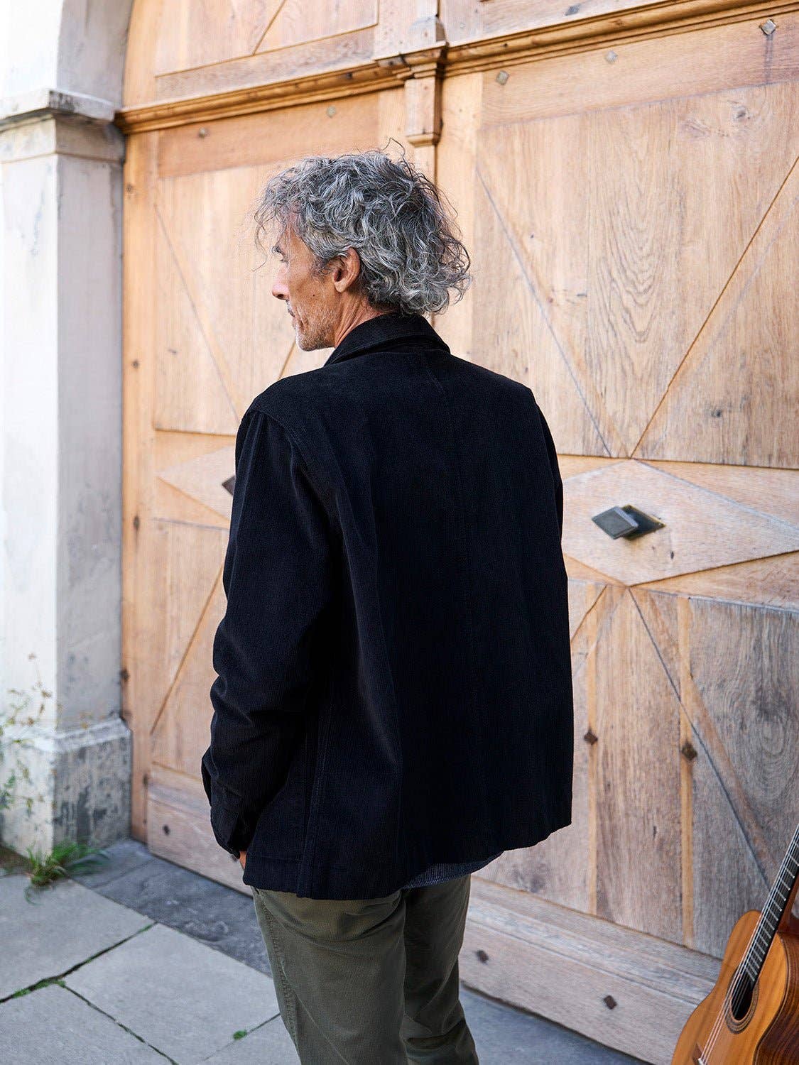 Overshirt classica in velluto a coste blu navy