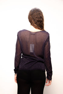 Maglione con scollo a V glitterato in maglia 3D
