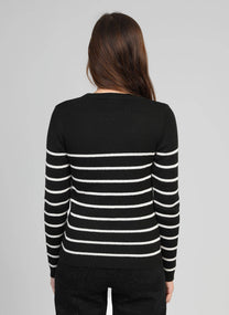 Maglione Leluxie nero a righe metallizzate