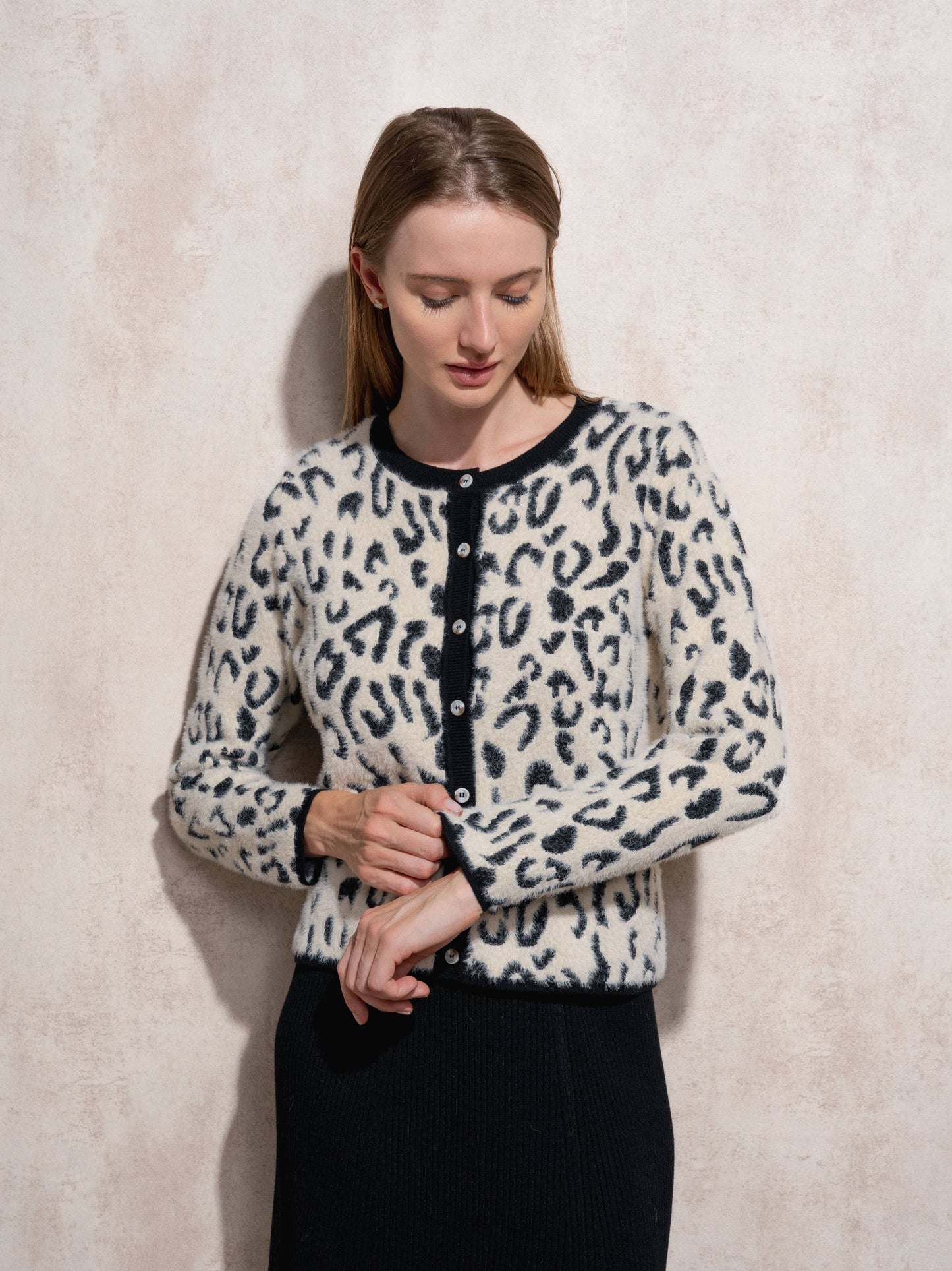 Cardigan in maglia animalier da donna