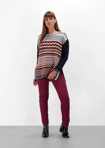 Maglione jacquard multicolor con motivo a onde