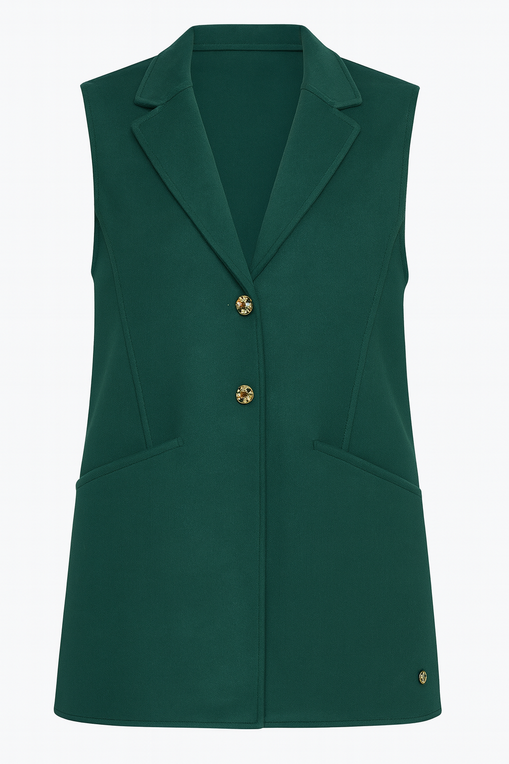 Gilet sartoriale senza maniche con bottoni gioiello