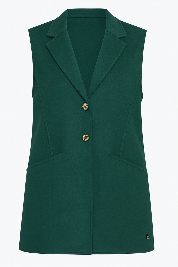 Gilet sartoriale senza maniche con bottoni gioiello