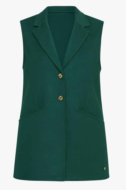 Gilet sartoriale senza maniche con bottoni gioiello