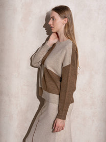 Maglione in maglia a quadri color block
