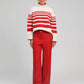 Maglione a righe rosso e bianco con collo alto