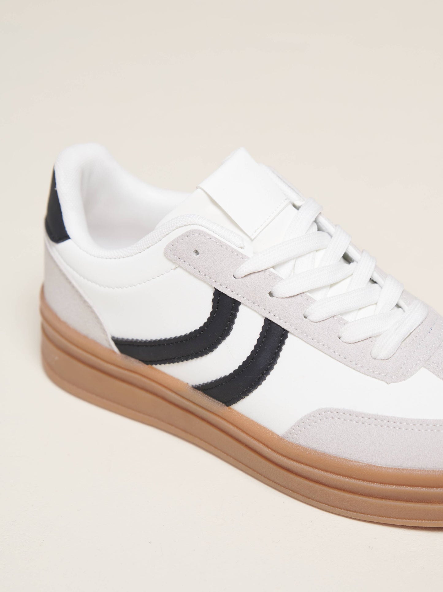 Sneakers platform in PU bicolore da donna