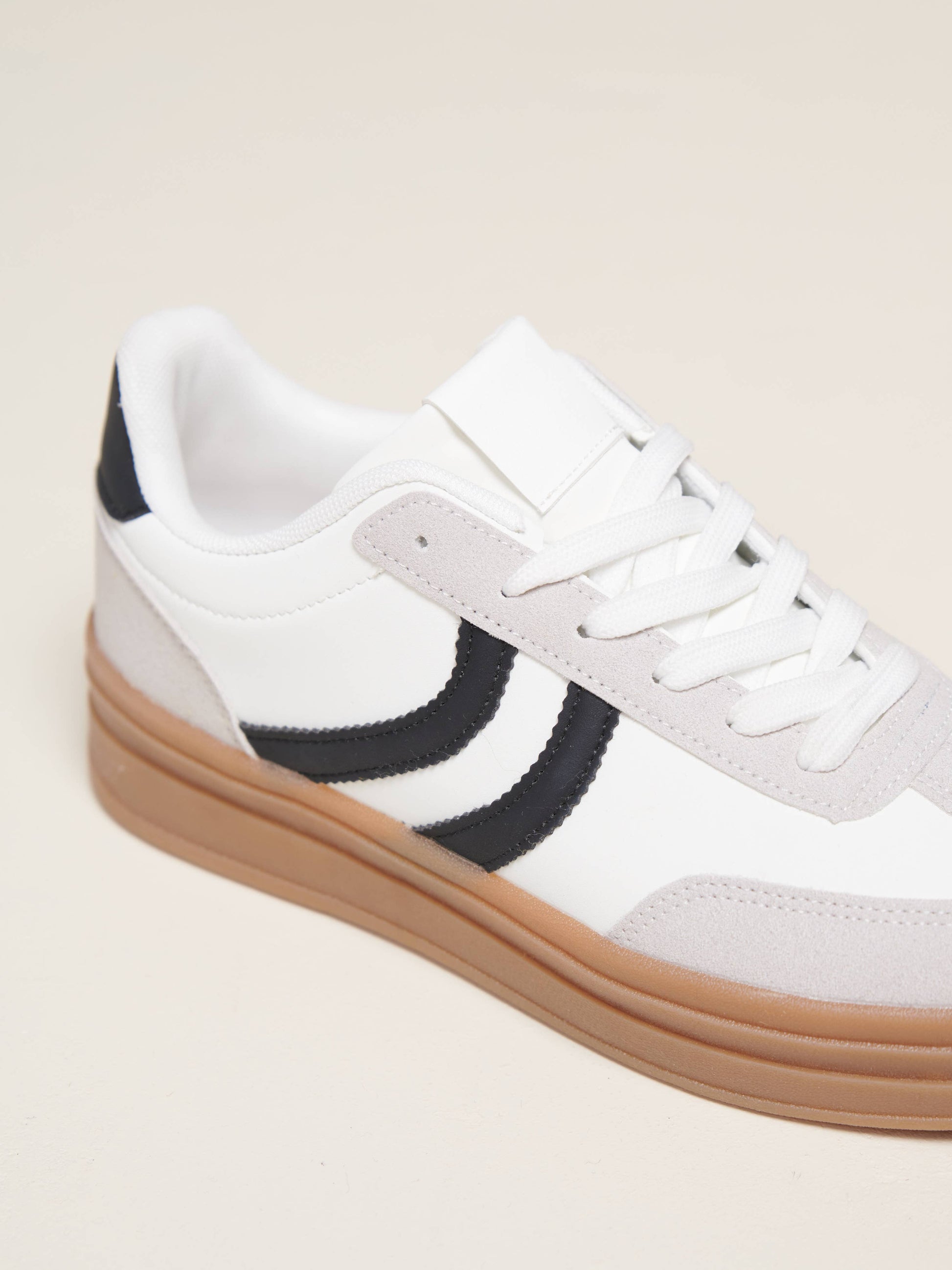 Sneakers platform in PU bicolore da donna