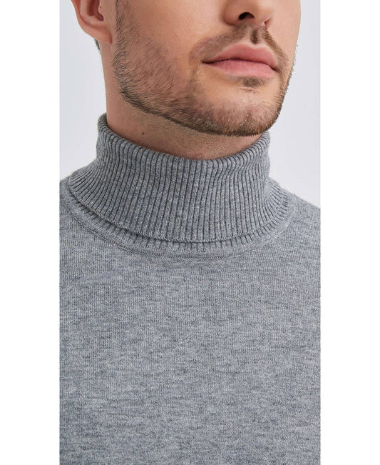 Maglione dolcevita effetto cashmere grigio taglie forti