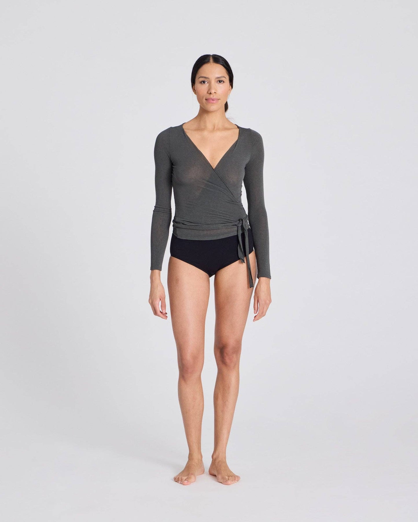 Top avvolgente in lana Anne color Beluga