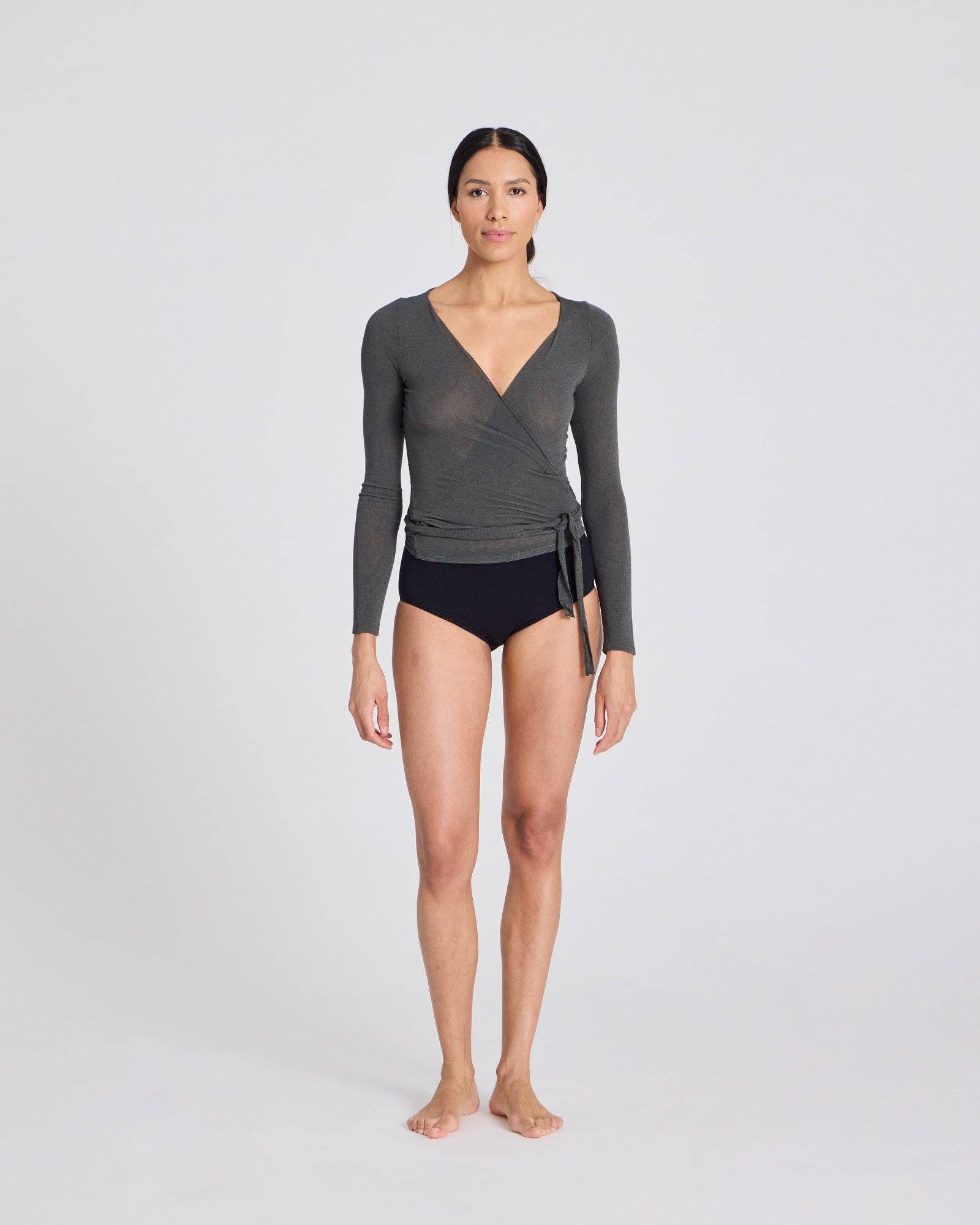 Top avvolgente in lana Anne color Beluga