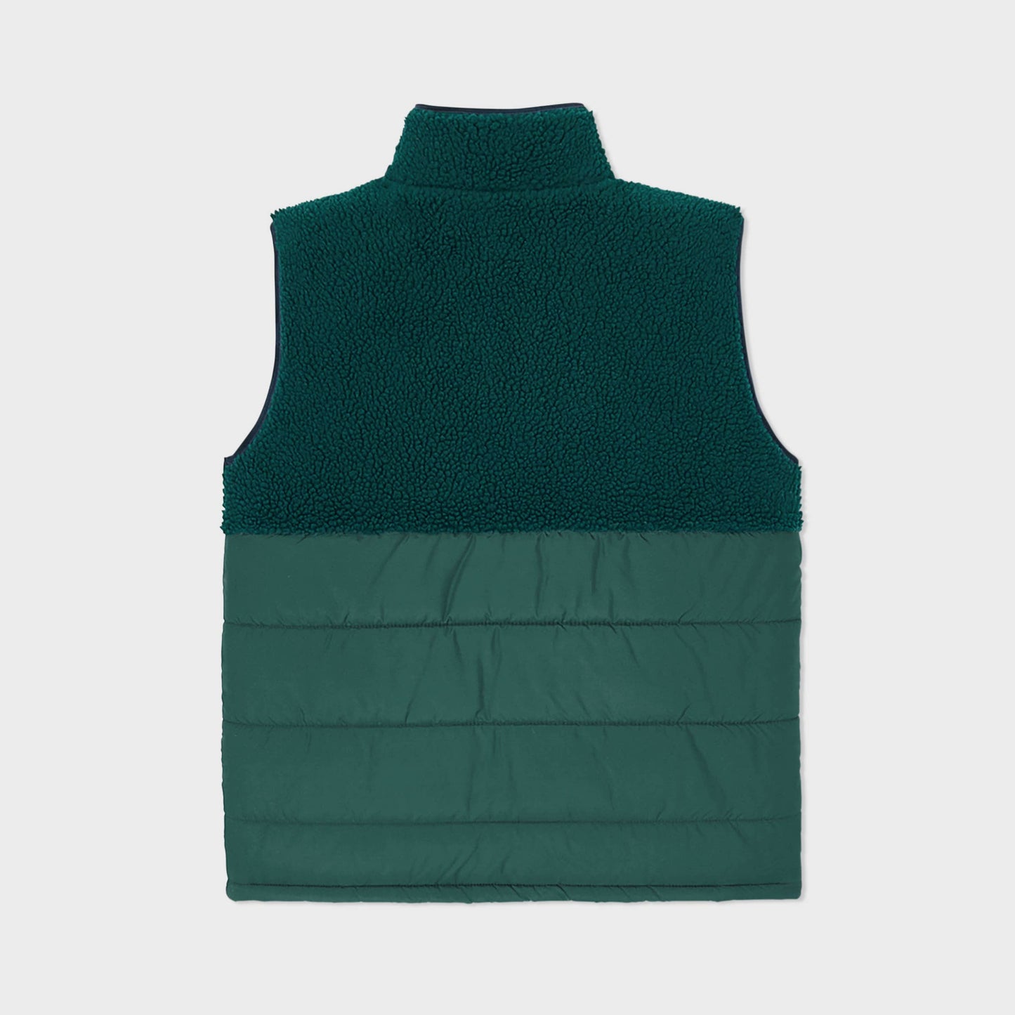 Gilet in sherpa bicolore verde senza maniche