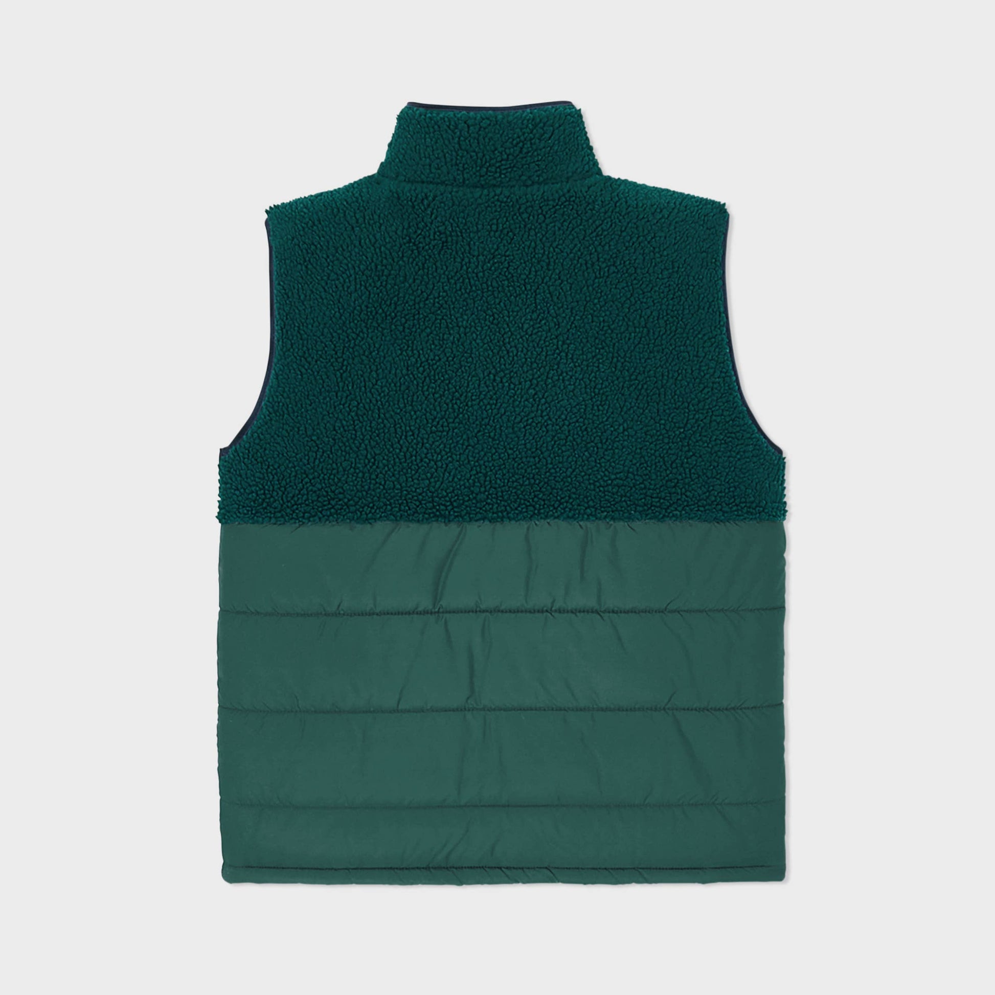Gilet in sherpa bicolore verde senza maniche