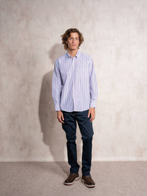 Camicia a righe multicolor da uomo in cotone e poliestere