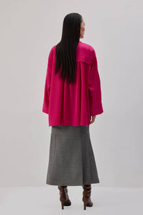 Camicia oversize in raso fucsia