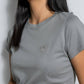 T-shirt donna antimacchia grigio scuro in cotone