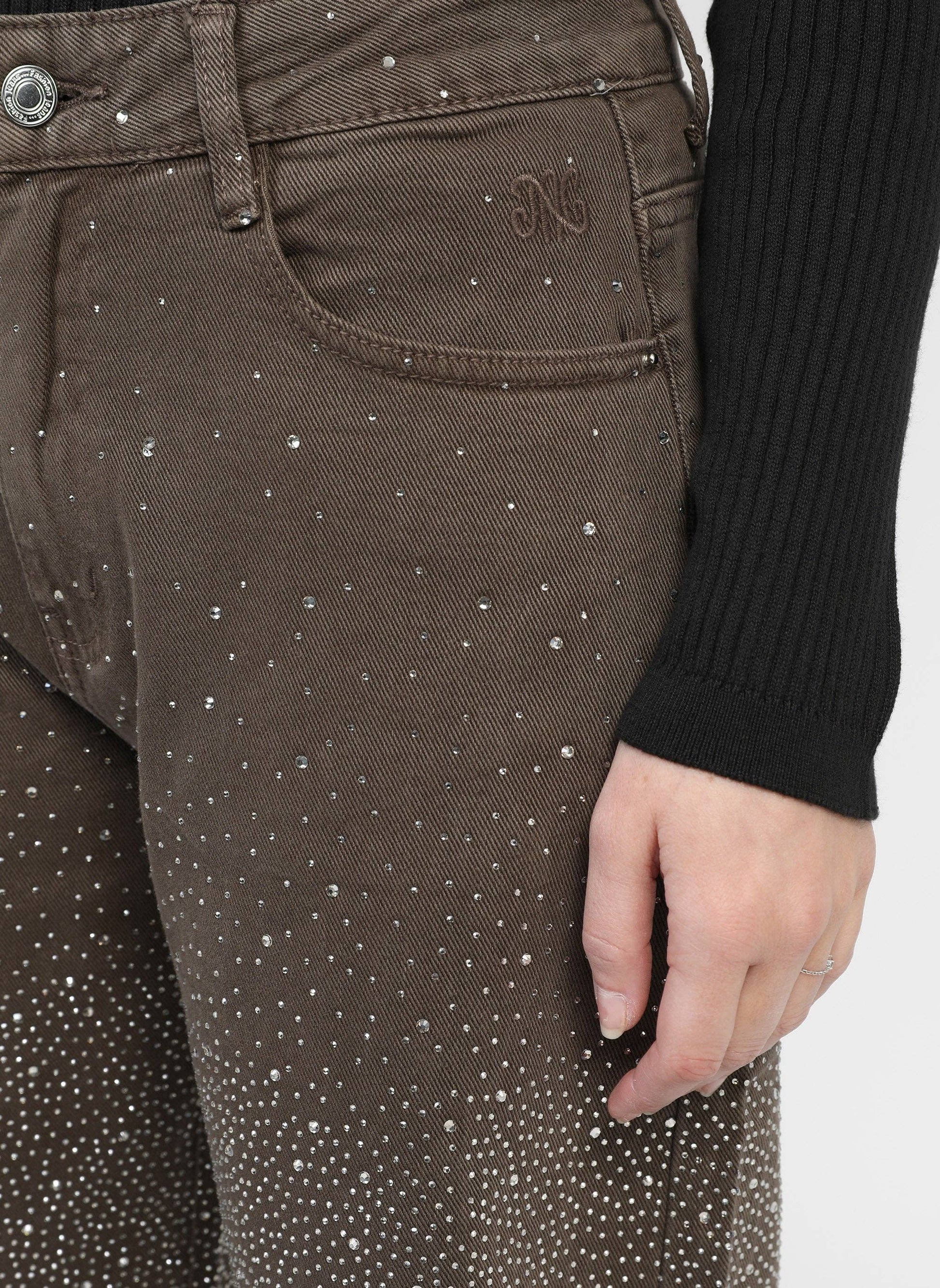 Jeans balloon moka con strass