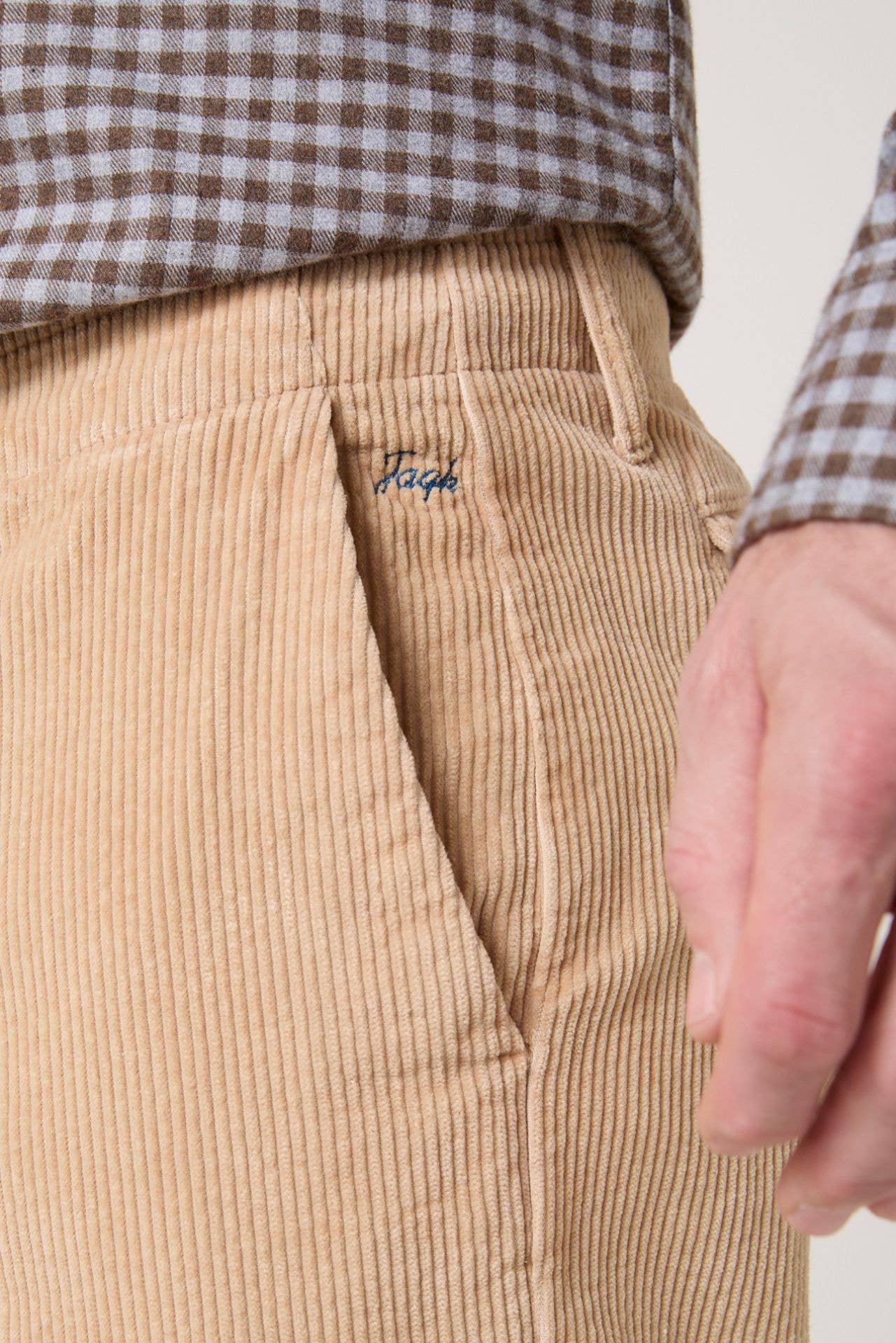 Pantaloni Palermo in flanella di cotone color grano