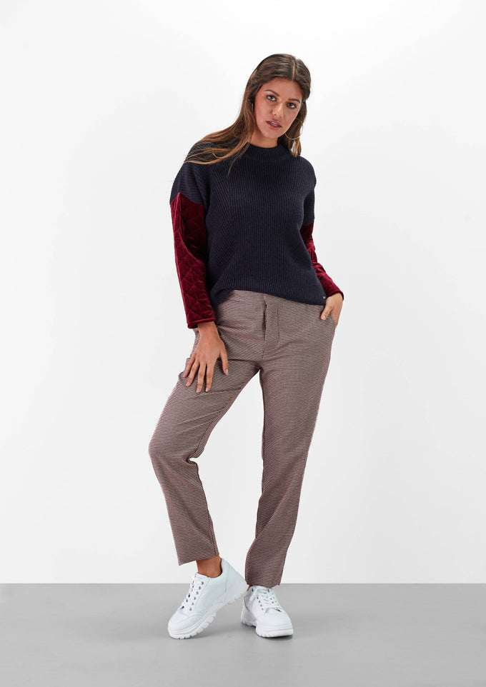 Pantaloni jacquard a fantasia micro pied-de-poule