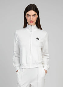 Giacca bianca Halkor con zip e collo alto