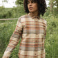 Camicia slim a quadri color latte con tasca