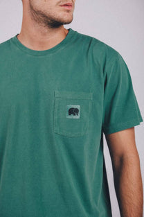 T-shirt tinta a pigmento verde con taschino
